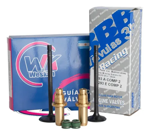 [MLA2204287776] Valvula 3b Racing Varillero 150 + Guias Wk Bronce + Retenes